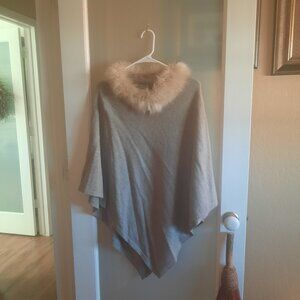 Super cute fur trim cape/shawl - One Size